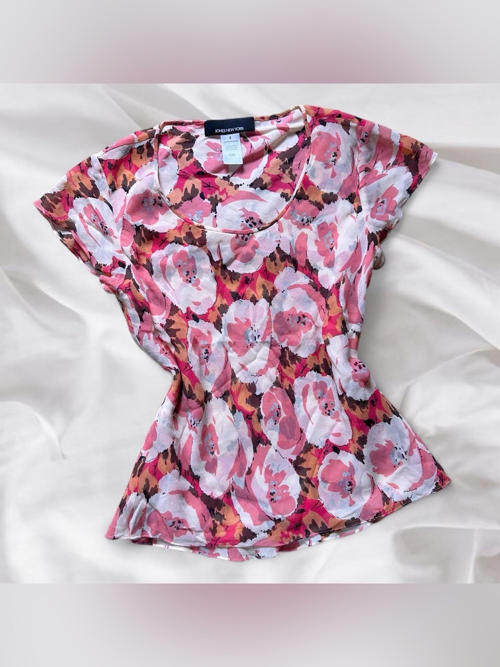 Y2K Pink Floral Silk Top